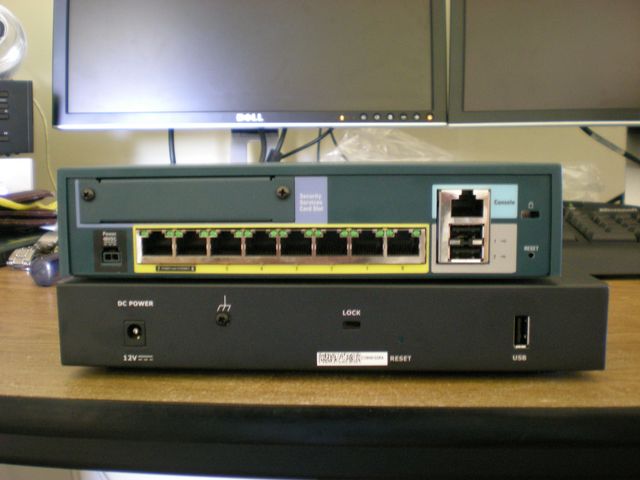 Cisco ASA 5505 Back and Juniper SSG 5 Back