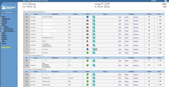 Juniper SSG 5 Policy Management