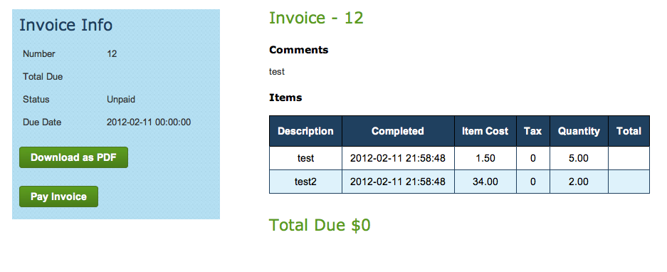 Client Invoice View